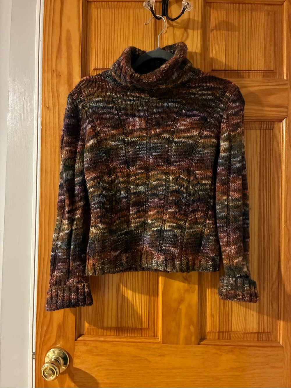 Express Multicolor Cowl Neck Sweater in Brown & Green Tones